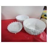 3 MILK GLASS BOWLS