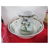 ENGLISH BIRD AND FRUIT BOWL AND PITCHER SET