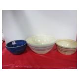 3 CROCK MIXING BOWLS: 6", 6.75" AND 8.75"