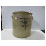 3 GALLON BLUE DECORATED CROCK