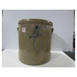 4 GALLON BLUE DECORATED CROCK