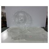 GLASS SERVING PIECES: WEXFORD TRAYS AND BOWL,