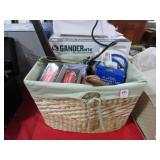 BASKET WITH KITCHEN MATCHES, FIRST AID AND