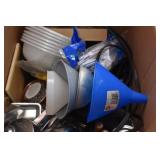 KITCHENWARE: JELLO MOLDS, CAN OPENER, FUNNELS,