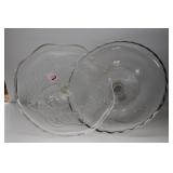 2 GLASS CAKE STANDS: 10" AND 10.5"