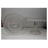 2 GLASS CAKE STANDS: 8" AND 9" MOON AND STARS