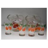 2 BALL STYLE JUICE PITCHERS AND 4 TUMBLERS
