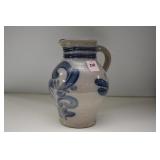HAND MADE BLUE AND GRAY SALT GLAZE PITCHER