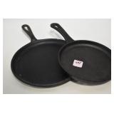 2 CAST IRON GRIDDLE PANS
