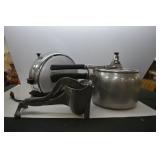 VINTAGE TOASTER, PRESS AND POT