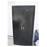 2 DOOR METAL CABINET AND CONTENTS: LIGHTBULBS, BLA