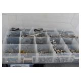 PARTS BIN WITH FASTENERS, ELECTRICAL CAR CONNECTOR