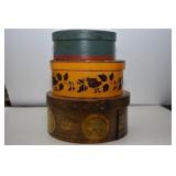 3 PAINTED/DECORATED PANTRY BOXES WITH LIDS