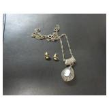 STERLING SILVER CHAIN WITH STERLING SILVER CAMEO