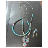 TOURQUOISE NECKLACE WITH PHOENIX PENDANT AND