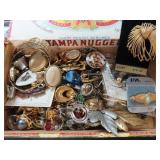 CIGAR BOX WITH COSTUME JEWELRY: PENDANTS,