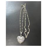 STERLING SILVER CHAIN AND STERLING HEART PENDANT