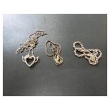 3 STERLING SILVER CHAINS AND 1 STERLING SILVER