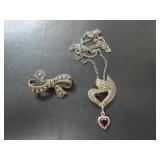 STERLING SILVER CHAIN AND HEAT PENDANT AND