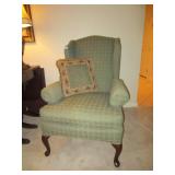 GREEN WING BACKED CHAIR