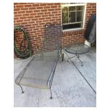 OUTDOOR WROUGHT IRON LOUNGE AND TABLE