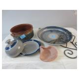 HANDCRAFTED SALTGLAZE POTTERY/OIL LAMP ETC