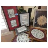 ANTIQUE TATTING/CROCHET/FRAMED PRINTS