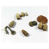 6 CIVIL WAR MINI BALLS AND OTHER ITEMS DUG IN