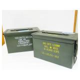 2 LARGE METAL ARMY AMMO CANS