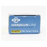 50 ROUNDS PPU .25 AUTO AMMUNITION