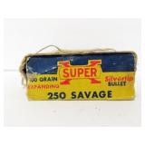 VINTAGE BOX OF 20 WESTERN .250 SAVAGE AMMUNITION