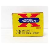 VINTAGE BOX OF 50 RDS. REM AND WESTERN .38 SPL