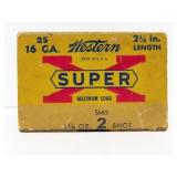 VINTAGE BOX OF 14 ROUNDS WESTERN 16 GA. SHELLS
