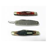 3 FOLDING POCKET KNIVES: CASE XX 10 DOT #6292 2 BL