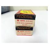 90 ROUNDS FEDERAL .25 AUTO AMMUNITION