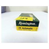 28 ROUNDS REMINGTON .25 AUTO AMMUNITION
