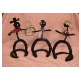 3 HORSESHOE ART FIGURES