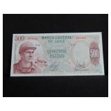 1972 CHILE 500 ESCUDOS NOTE - UNC