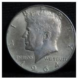 1964 KENNEDY HALF DOLLAR - 90%
