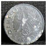 1943 NAZI EINE PFENNIG COIN
