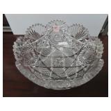 10" BRILLIANT CUT CRYSTAL BOWL - CHIPPED