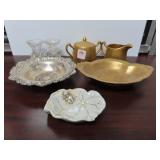 PICKARD CHINA CREAMER & SUGAR, 2 CRYSTAL TOOTHPICK