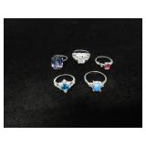 5 STERLING SILVER RINGS