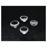 4 VINTAGE STERLING SILVER RINGS