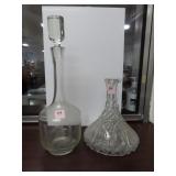 2 CRYSTAL DECANTERS - ONE HAS NOT STOPPER