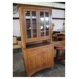 OAK STEP BACK CABINET BACK HAS DAMAGE 80"X39"X16"