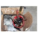 BOX OF ASSORTED SCREW DRIVERS AND OIL FILTER