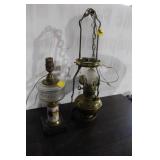 BRASS HANGING LAMP AND TABLE LAMP