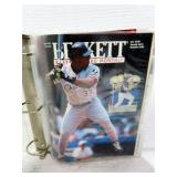 BINDER W/60+ SPORTS TRADING CARDS, MAGAZINES,
