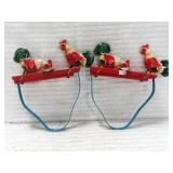 2 METAL CHICKEN FEEDING TOYS